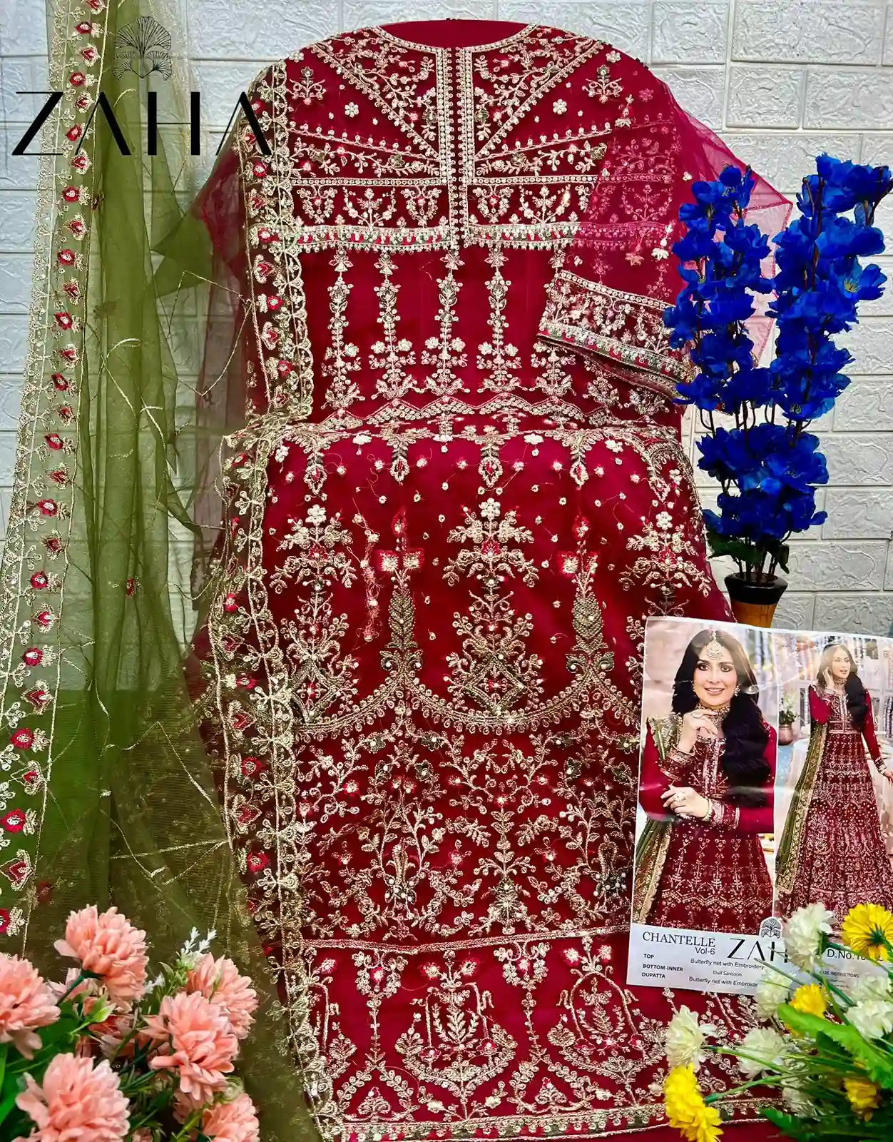 Zaha Chantelle Vol 6 Butterfly Net Wholesale Pakistani Salwar Suit Catalog — Wholesale Pakistani Suits, MPA wholesale from Surat - Gallery Image 6